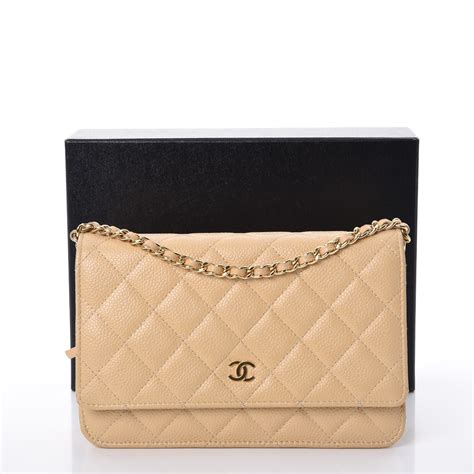 chanel wallet on chain beige caviar|CHANEL Caviar Quilted Wallet On Chain WOC Beige.